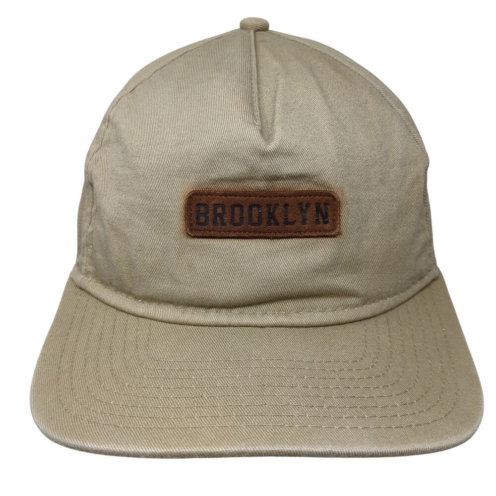 Brooklyn Hat Co. Snapback 5 Panel Cap Beige One Size Adjustable Embroidered
